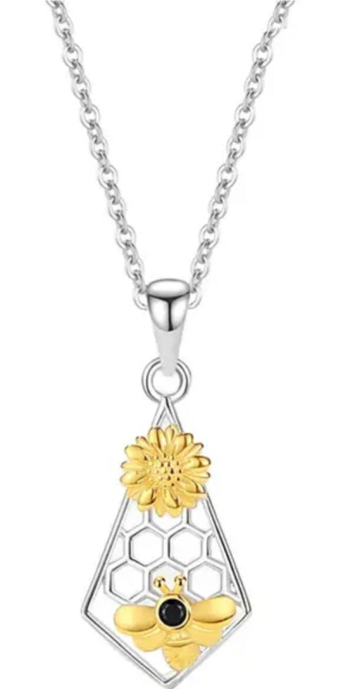 Sunflower Bee Nest Pendant Necklace